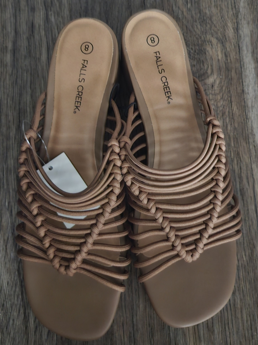 Falls Creek Tan Braided Slide Mules